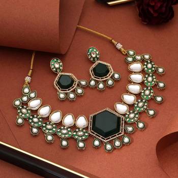 Green color kundan necklace set 2