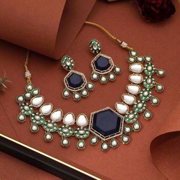 Blue color kundan necklace set 2