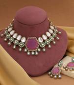 Light purple color kundan necklace set