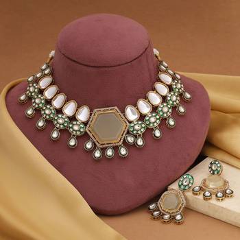 Off white color kundan necklace set 1