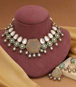 Off white color kundan necklace set