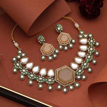 Off white color kundan necklace set 2