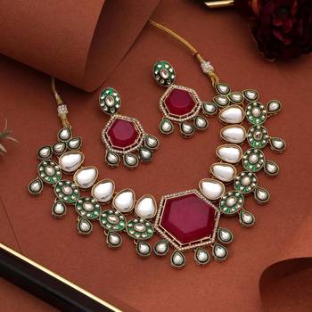 Rani color kundan necklace set 2