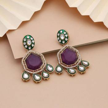 Purple color kundan earrings 1