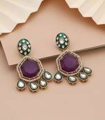 Purple color kundan earrings
