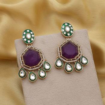 Purple color kundan earrings 2