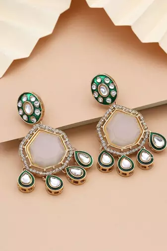 White color kundan earrings