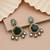Green color kundan earrings
