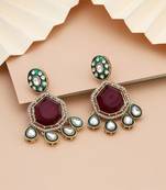 Maroon color kundan earrings