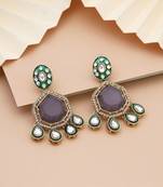 Grey color kundan earrings