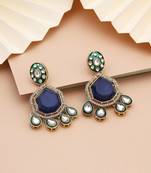 Blue color kundan earrings