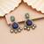 Blue color kundan earrings