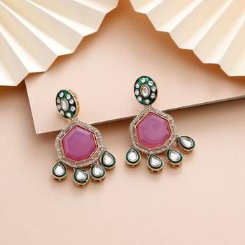Light purple color kundan earrings 1