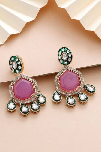 Light purple color kundan earrings