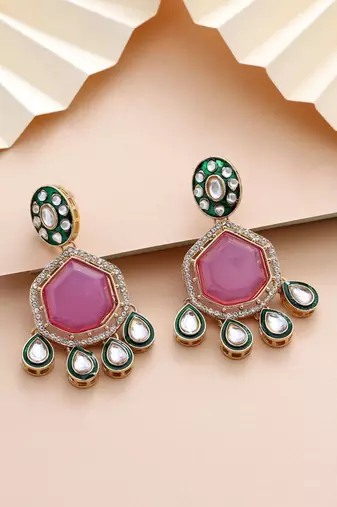 Light purple color kundan earrings