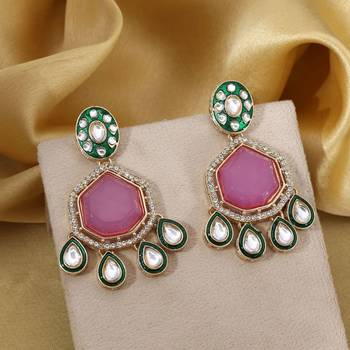 Light purple color kundan earrings 2