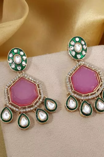 Light purple color kundan earrings