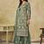 Green embroidered zari work net palazzo suits