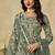 Green embroidered zari work net palazzo suits