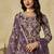 Purple embroidered zari work net palazzo suits