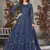 Blue embroidered net anarkali suit