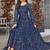 Blue embroidered net anarkali suit