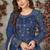 Blue embroidered net anarkali suit