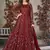 Red embroidered net anarkali suit