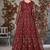 Red embroidered net anarkali suit