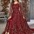 Red embroidered net anarkali suit