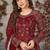 Red embroidered net anarkali suit
