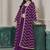 Purple embroidered zari work silk palazzo suits