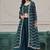 Teal-blue embroidered zari work silk palazzo suits