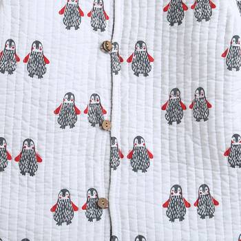White multicolor hand screen printed reversible jacket set of 1 3