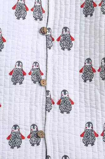 White multicolor hand screen printed reversible jacket set of 1