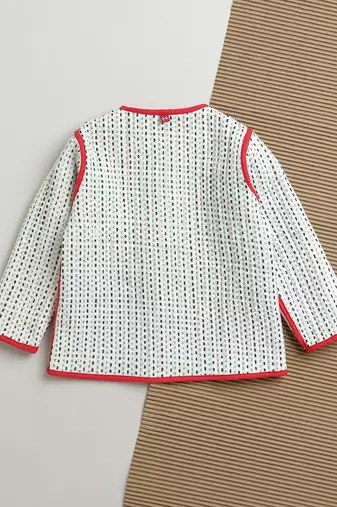 Red green hand screen printed reversible jacket set of 1