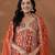 Yufta cotton rust anarkali ethnic motifs kurta dupatta set
