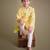 Yellow green hand screen printed boys  ethnic wear- set of 2
