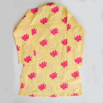 Yellow fuhsia  hand screen printed boys  ethnic wear- set of 2 4