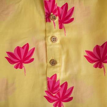 Yellow fuhsia  hand screen printed boys  ethnic wear- set of 2 5