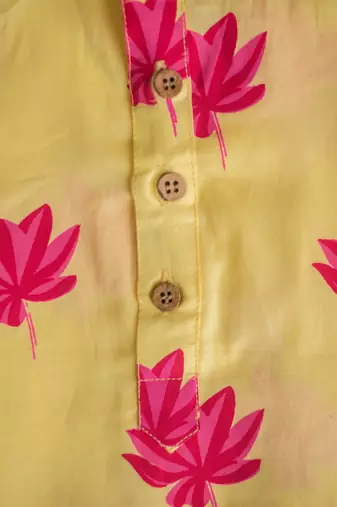 Yellow fuhsia  hand screen printed boys  ethnic wear- set of 2