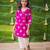 Pink multicolor hand screen printed girls ethnic wear- set of 2