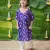 Purple multicolor hand screen printed girls ethnic wear- set of 2