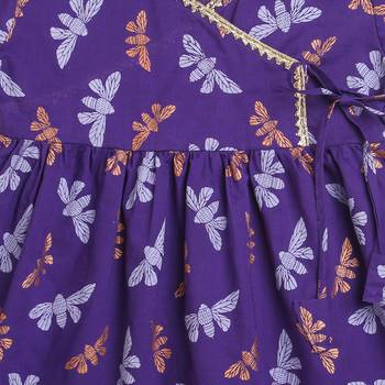 Purple multicolor hand screen printed girls ethnic wear- set of 2 2