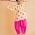 Yellow fuchsia hand screen printed girls ethnic wear- set of 2