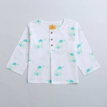 white multicolor hand screen printed unisex sleepwear set- set of 2 2