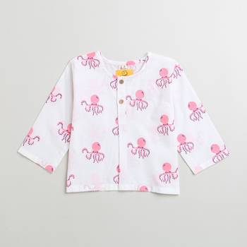 white pink hand screen printed unisex sleepwear set- set of 2 4