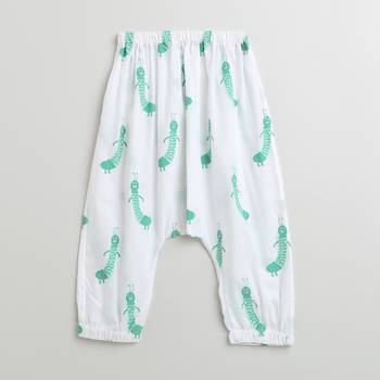 white green hand screen printed unisex sleepwear set- set of 2 2