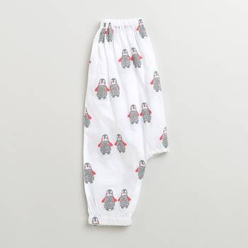 white multicolor hand screen printed unisex sleepwear set- set of 2 5