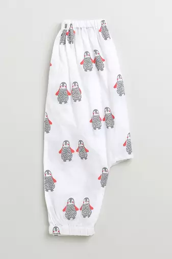 white multicolor hand screen printed unisex sleepwear set- set of 2